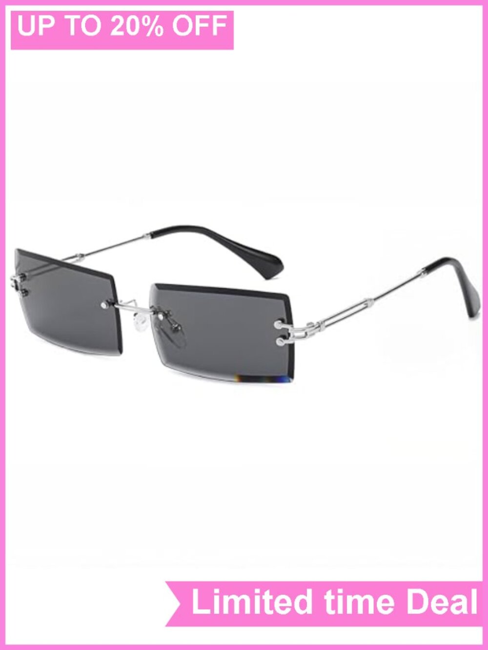 Metal Rimless Retro Square Sunglasses UV400